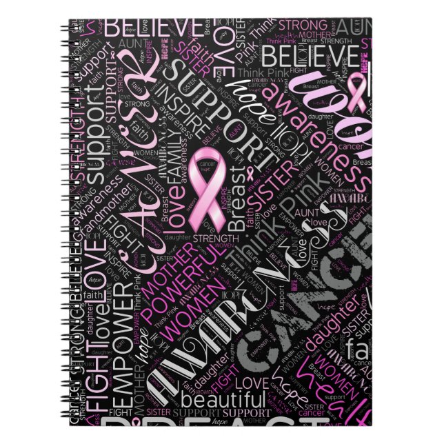 Cuaderno Conciencia sobre el cáncer de mama Word Cloud ID26 (Frente)