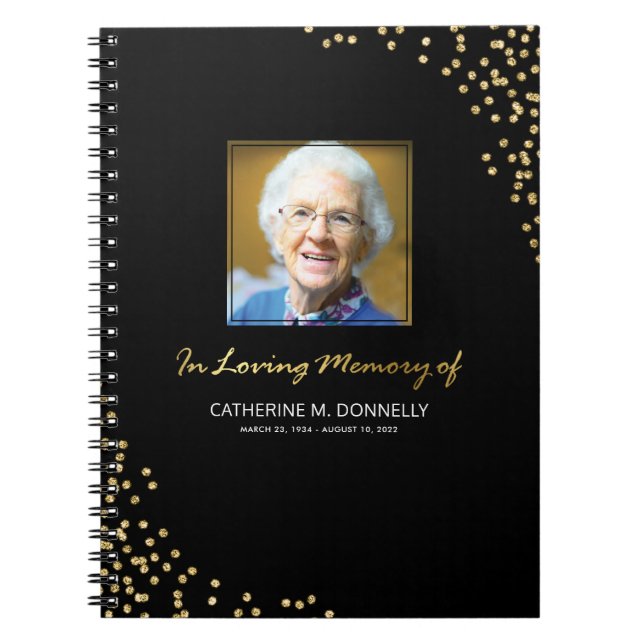 Cuaderno Condolencia funeraria Black Gold | Memorial fotogr (Frente)