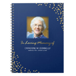 Cuaderno Condolencia funeraria Blue Gold | Memorial fotográ