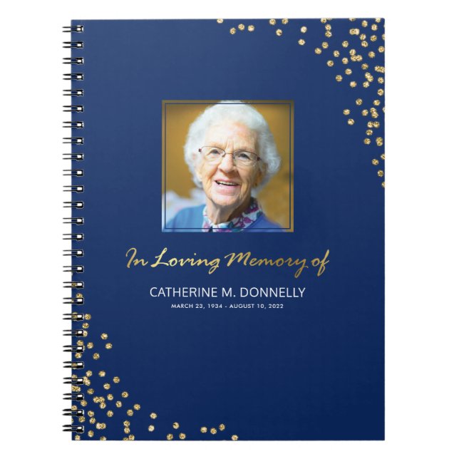 Cuaderno Condolencia funeraria Blue Gold | Memorial fotográ (Frente)
