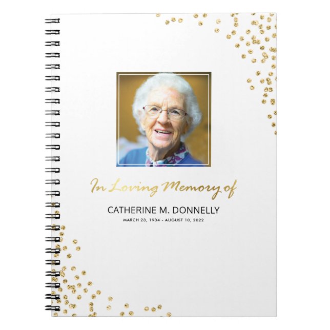 Cuaderno Condolencia funeraria de oro blanco | Memorial fot (Frente)