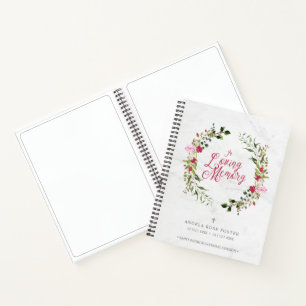 Cuaderno Condolencias funerarias Florales De Rosa Y Garland