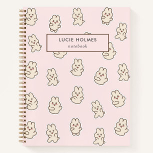 Cuaderno Conejito adorable doodle rosa para niños