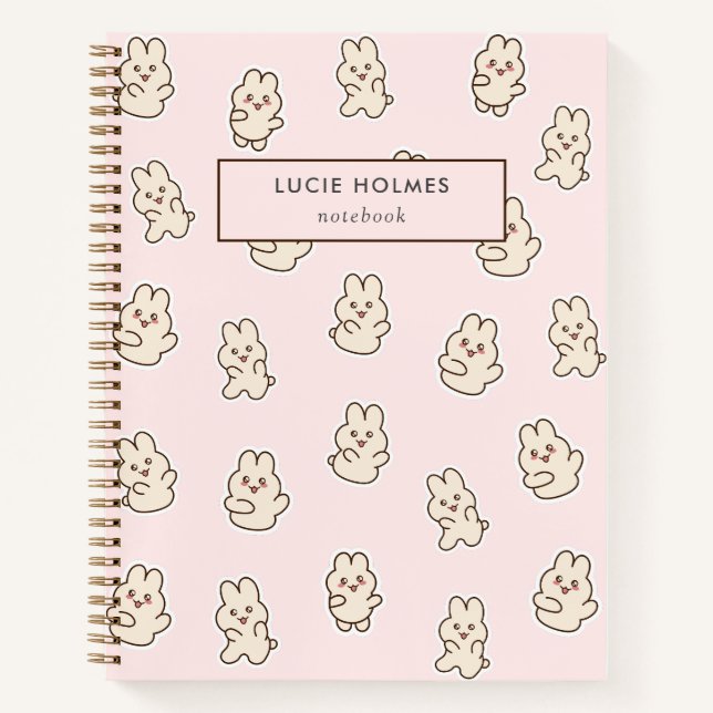Cuaderno Conejito adorable doodle rosa para niños (Anverso)