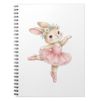 Cuaderno Conejito Bailarina Floral Acuarela Lindo