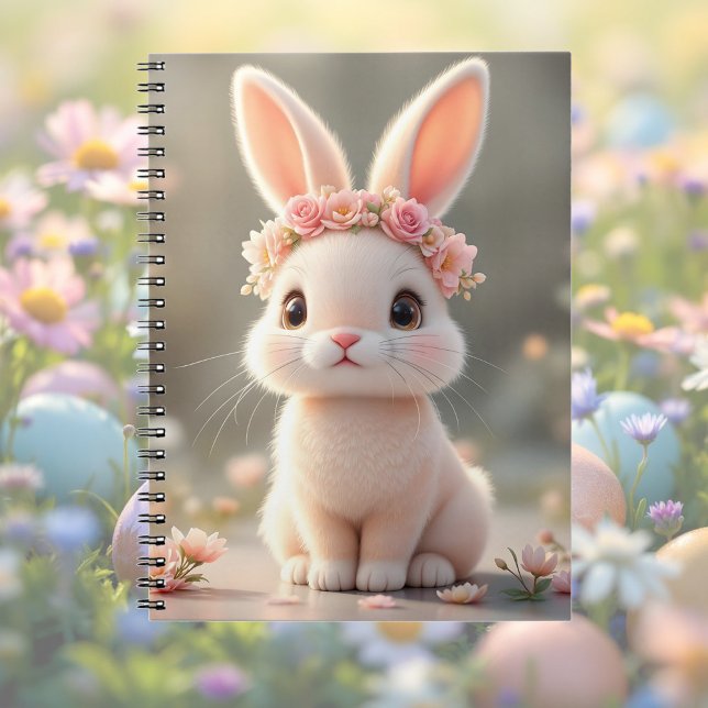 Cuaderno Conejito bebé lindo con una corona de flores    (Subido por el creador)