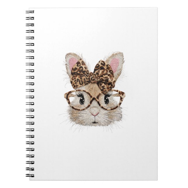 Cuaderno Conejito Cara de Conejo Leopardo Coqueta Gafas de  (Frente)