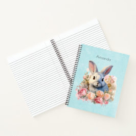 Cuaderno Conejito con una Guirnalda de Rosas Adorable