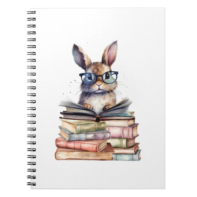 Cuaderno Conejito de lecturas con lentes Libros De Librería (Frente)