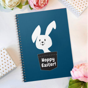 Cuaderno Conejito de Pascua Hoppy Lindo Azul Marino Blanco
