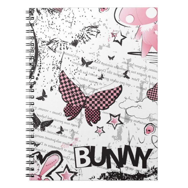 Cuaderno Conejito del rosa del emo de Kawaii (Frente)