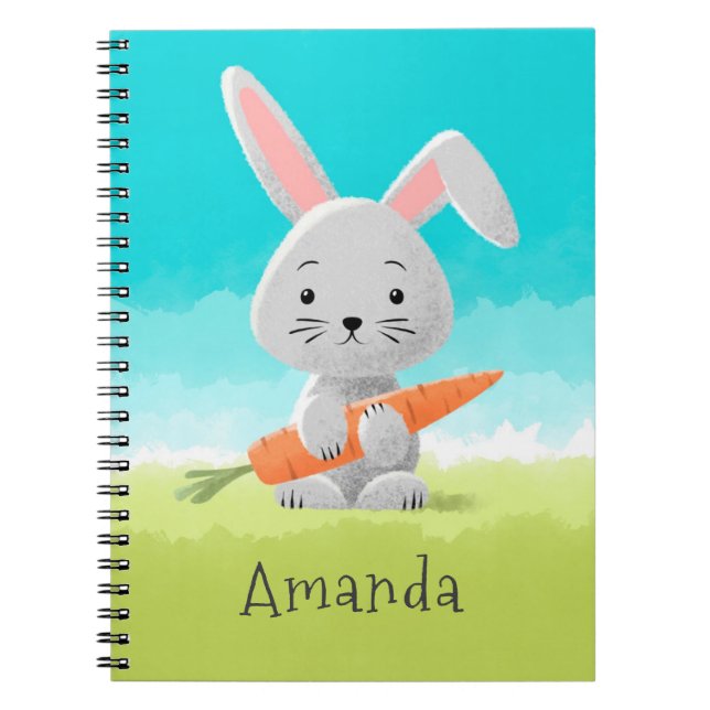 Cuaderno Conejito divertido de dibujos animados para niña (Frente)