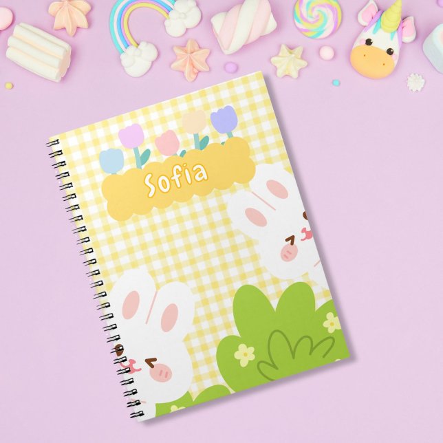 Cuaderno Conejito Kawaii Lindo Flores de Primavera Pastel (Subido por el creador)