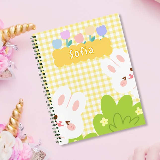 Cuaderno Conejito Kawaii Lindo Flores Pasadas de Primavera (Subido por el creador)
