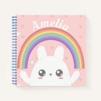 Conejito kawaii y arcoiris personalizados