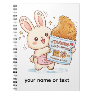 Cuaderno Conejito lindo comiendo filete de pollo frito taiw