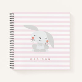 Cuaderno Conejito lindo - Niños con rayas rosadas personali