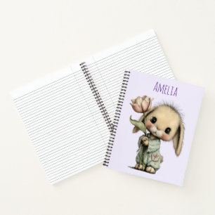 Cuaderno Conejito Lindo Sosteniendo un Tulipán