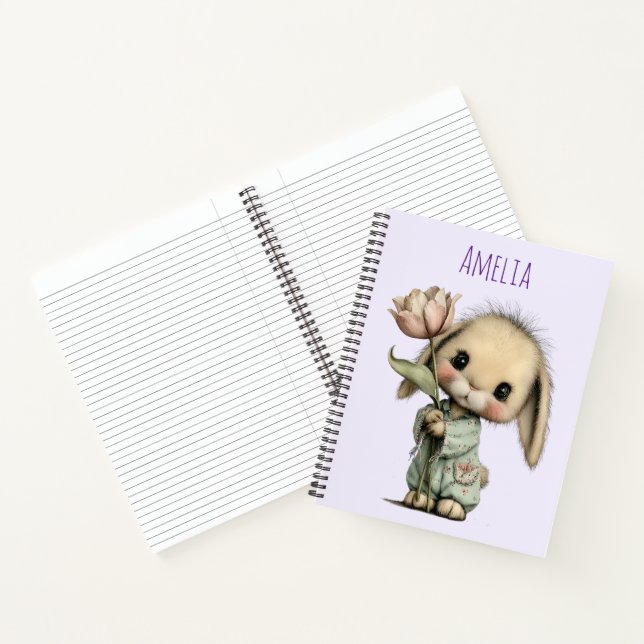 Cuaderno Conejito Lindo Sosteniendo un Tulipán (Interior)