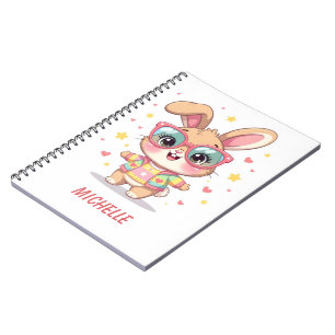 Cuaderno Conejito monograma lindo con gafas