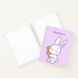Cuaderno Conejito Morado Pastel Kawaii Lindo con Zanahoria 