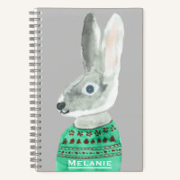 Conejo acuarela en gris dulce personalizado