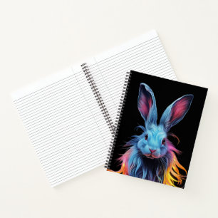 Cuaderno Conejo azul impresionante en llamas