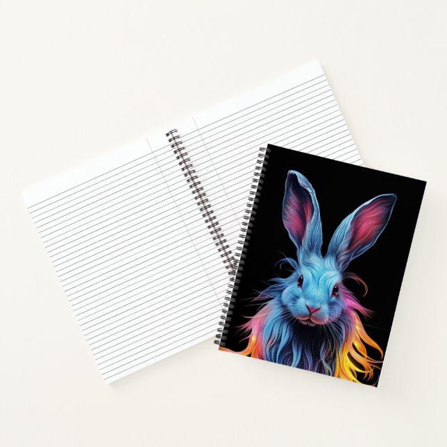 Cuaderno Conejo azul impresionante en llamas  (Interior)