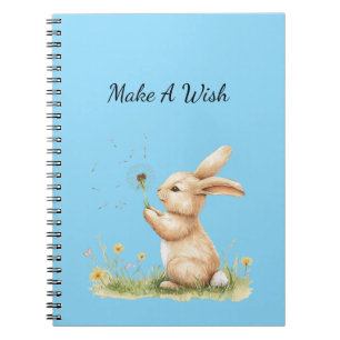 Cuaderno Conejo azul para desear flor de diente de león