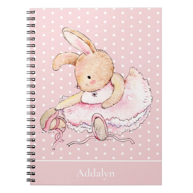 Cuaderno Conejo Bailarina Lindo Tutú Rosa Lunares (Frente)