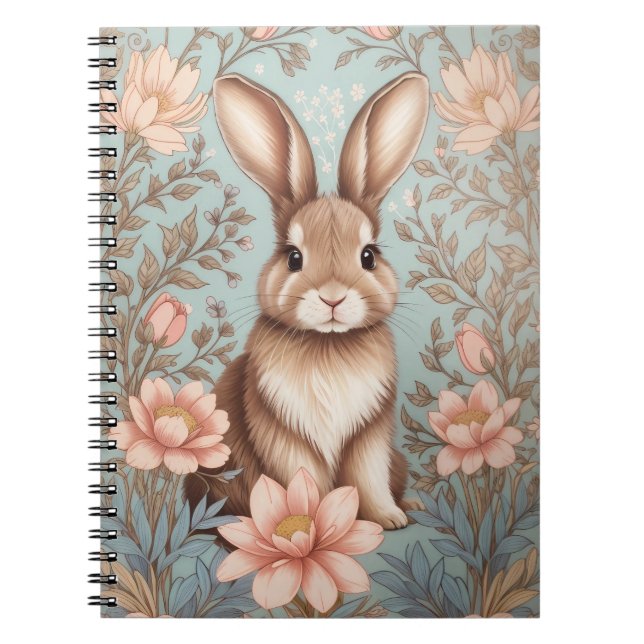 Cuaderno Conejo Bebé Adorable Floral Pastel  (Frente)