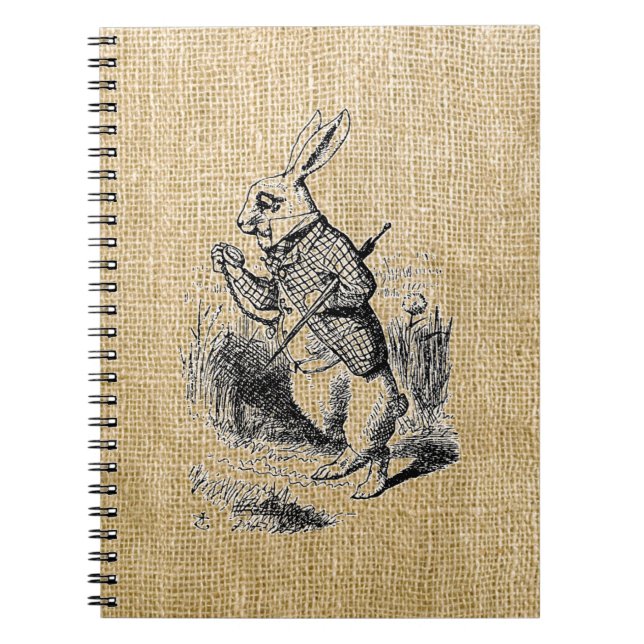 Cuaderno Conejo blanco en Burlap (Frente)