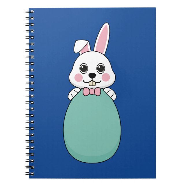 Cuaderno Conejo blanco lindo con huevo de Pascua (Frente)