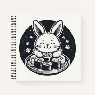 Cuaderno Conejo conejo conejo lindo comiendo sushi japonés 