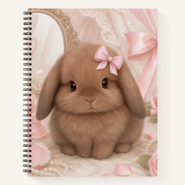 Cuaderno conejo coquette lazo rosa  (Anverso)