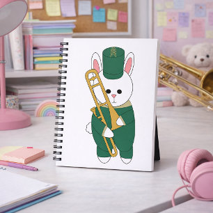Cuaderno Conejo de Banda de Música con Trombón en Verde Dor