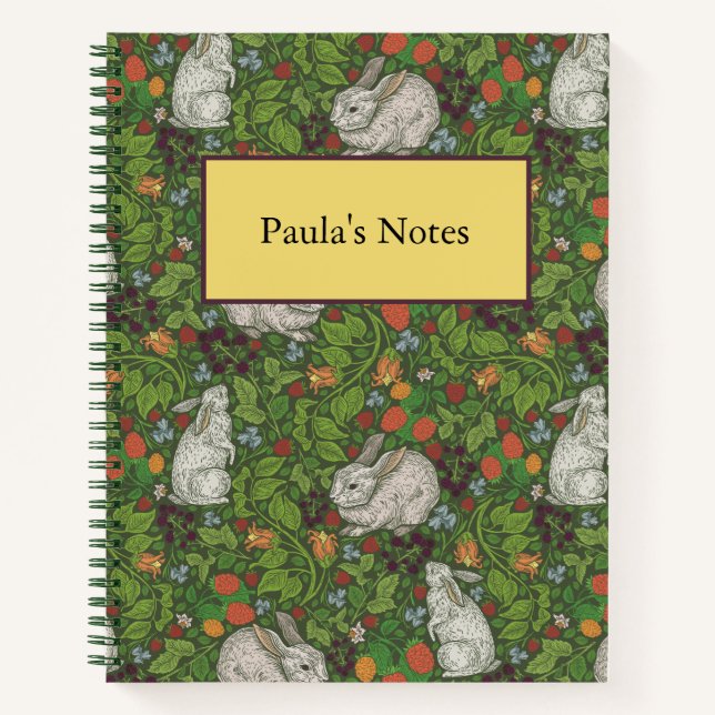 Cuaderno Conejo de conejo blanco victoriano en Jardín (Anverso)