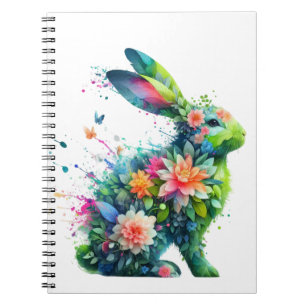 Cuaderno Conejo de conejo con energía eléctrica de flores