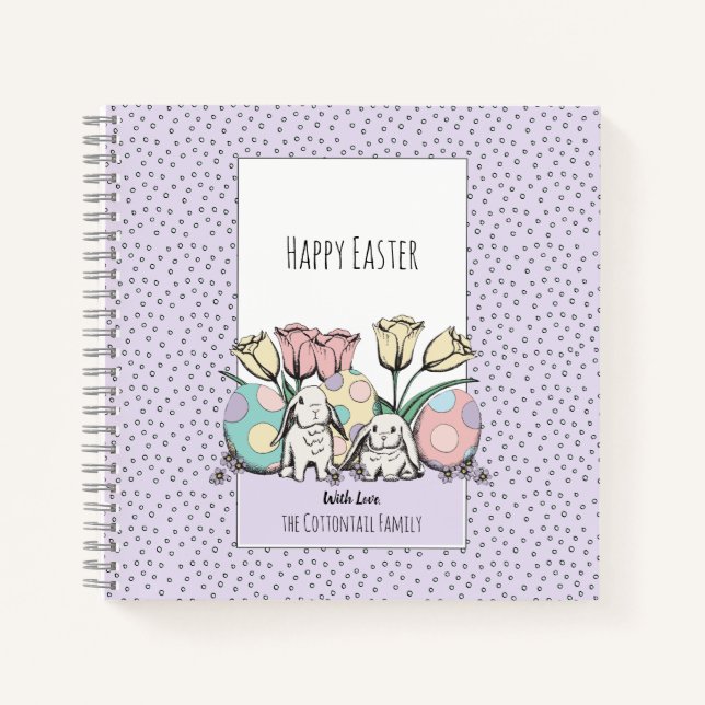 Cuaderno Conejo de conejo dulce pastel Feliz Pascua (Anverso)