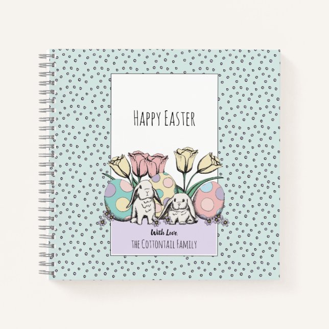 Cuaderno Conejo de conejo dulce pastel Feliz Pascua (Anverso)