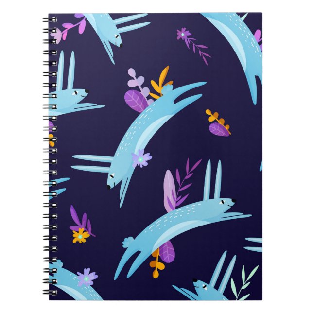 Cuaderno Conejo de conejo personalizado, patrón sin costura (Frente)