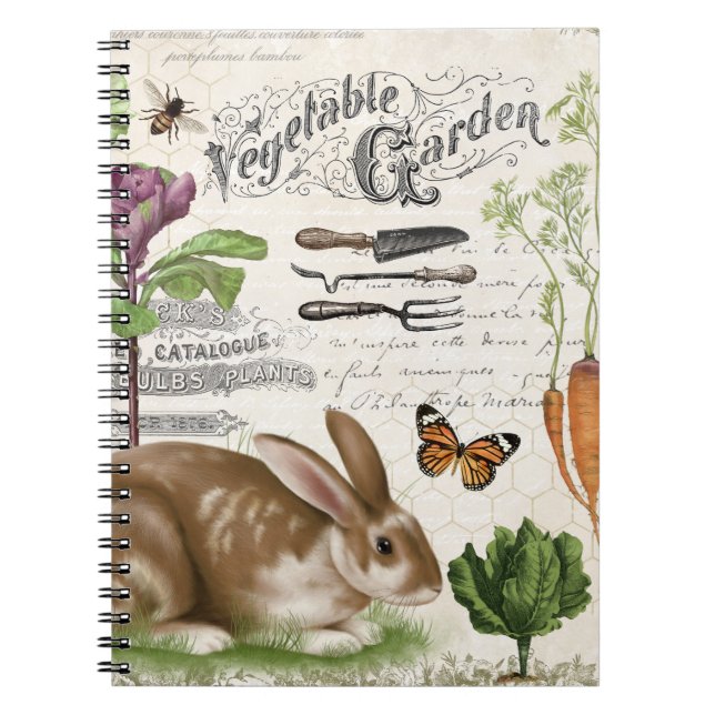 Cuaderno Conejo de Jardín Francés Vintage Moderno (Frente)