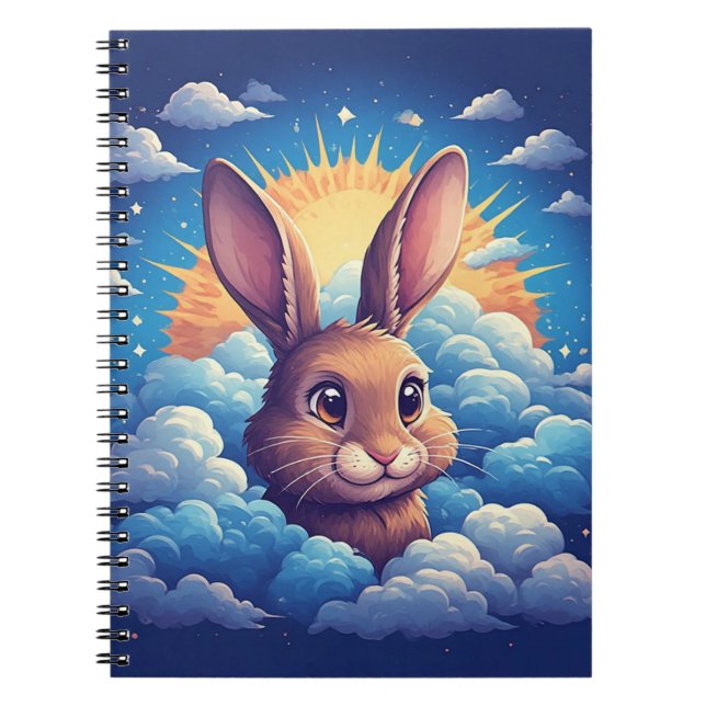 Cuaderno Conejo de Pascua Caprichoso Rodeado de Nubes (Frente)