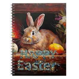 Cuaderno Conejo de Pascua con huevos de Pascua Feliz Pascua