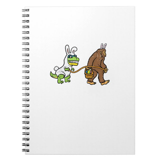 Cuaderno Conejo de Pascua Dino Bigfoot Sasquatch Trex Hombr (Frente)