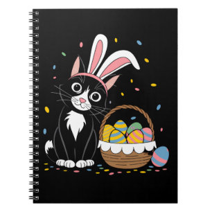 Cuaderno Conejo de Pascua Gato Negro Esmoquin Orejitas Huev
