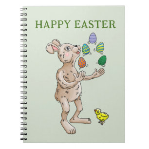 Cuaderno Conejo de Pascua haciendo malabares
