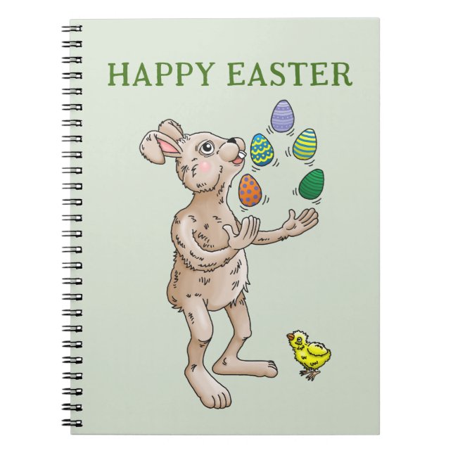 Cuaderno Conejo de Pascua haciendo malabares (Frente)