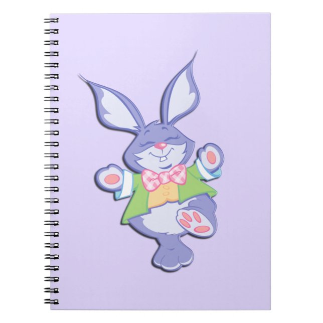 Cuaderno Conejo de Pascua morado bailando (Frente)