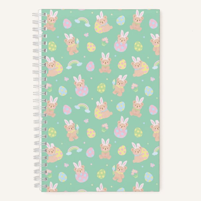 Cuaderno Conejo de Pascua Oso de Peluche Menta (Anverso)